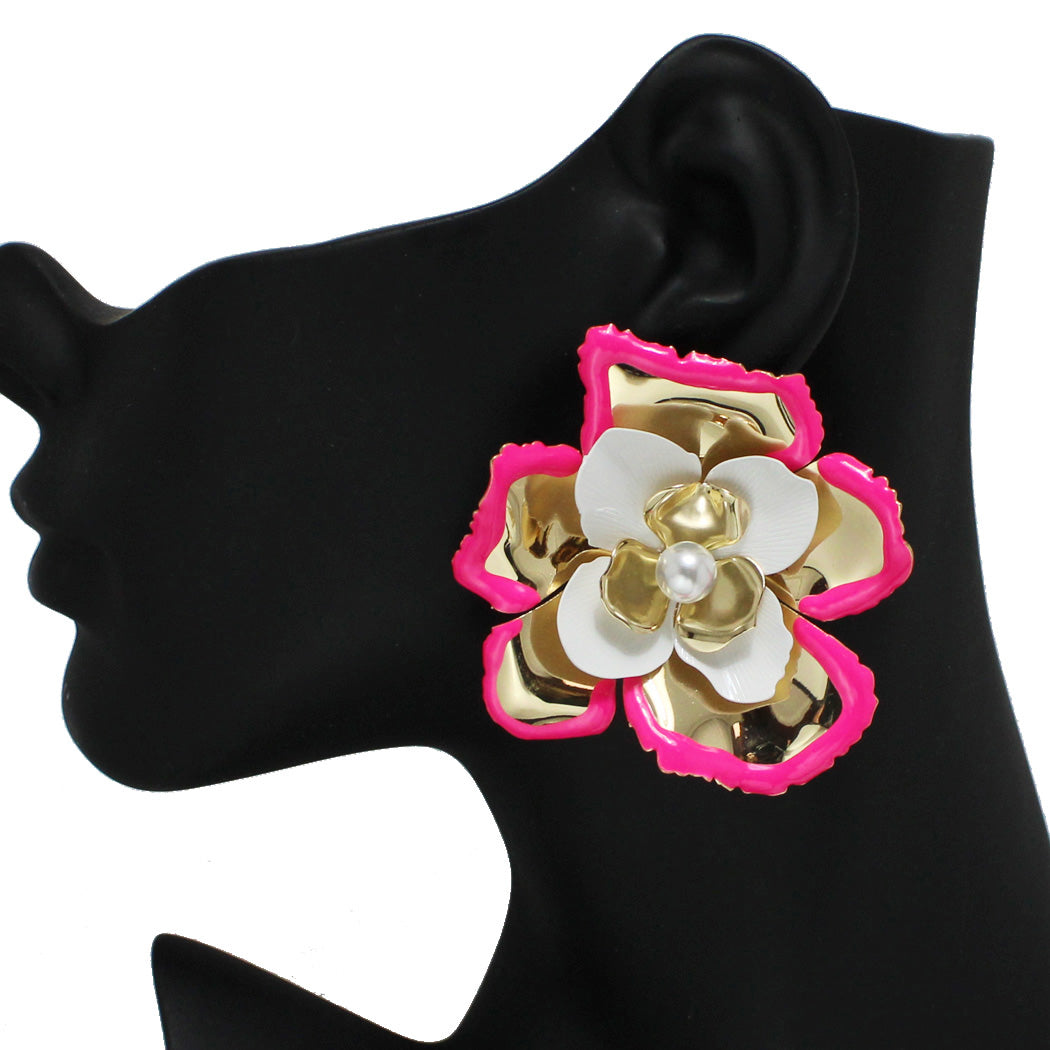 Pink XL Flower Stud