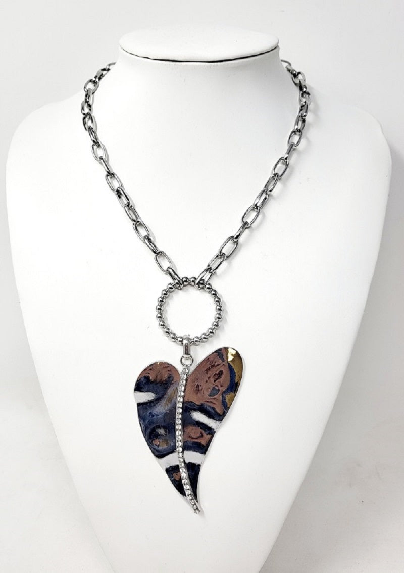 Silver Slanted Heart