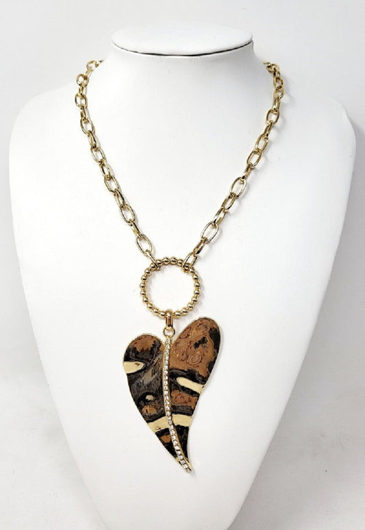 Gold Slanted Heart Chain